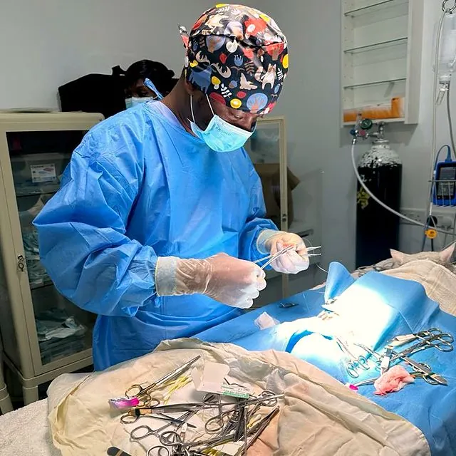 Dr Tinashe in theatre during surgery