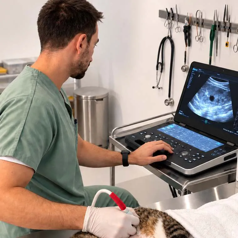 Dr Eren Numanoglu performing an ultrasound scan