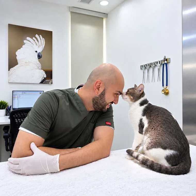 Dr Furkan with a patient at Advanced Pet Care Clinic