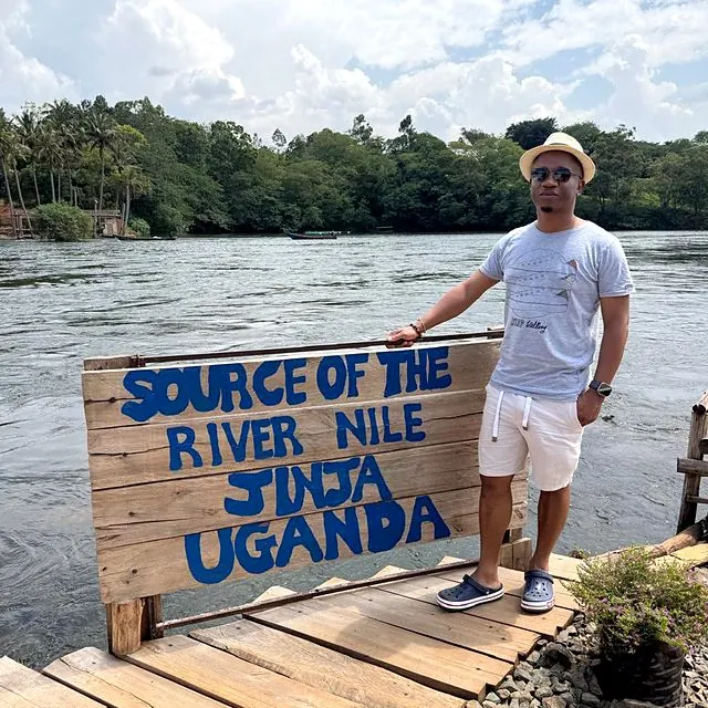 Dr Tinashe at the source of the River Nile in Jinja, Uganda