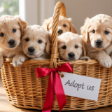 a photo of small puppies inside the basket