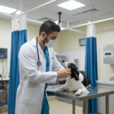 a vet attending to a dog